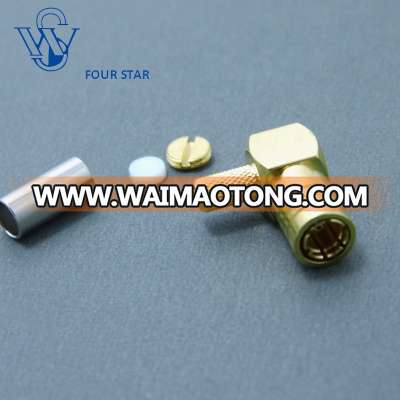 75ohm SMB female right angle crimp connector for BT3002 cable