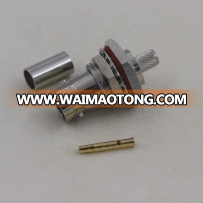 RF coaxial 75ohm BNC female bulkhead crimp connector for 2YCCY cable