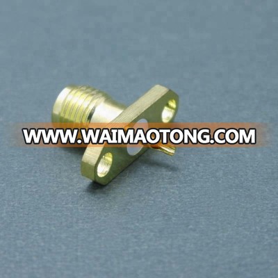 RF coaxial SMA female 2 holes flange connector with receptacle